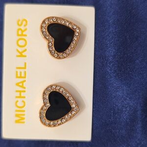Michael Kors Black and Gold Heart Earrings